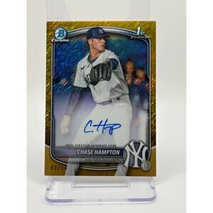 2025 Bowman Chrome Chase Hampton 1st Gold Shimmer Auto 40/50 SP New York Yankees